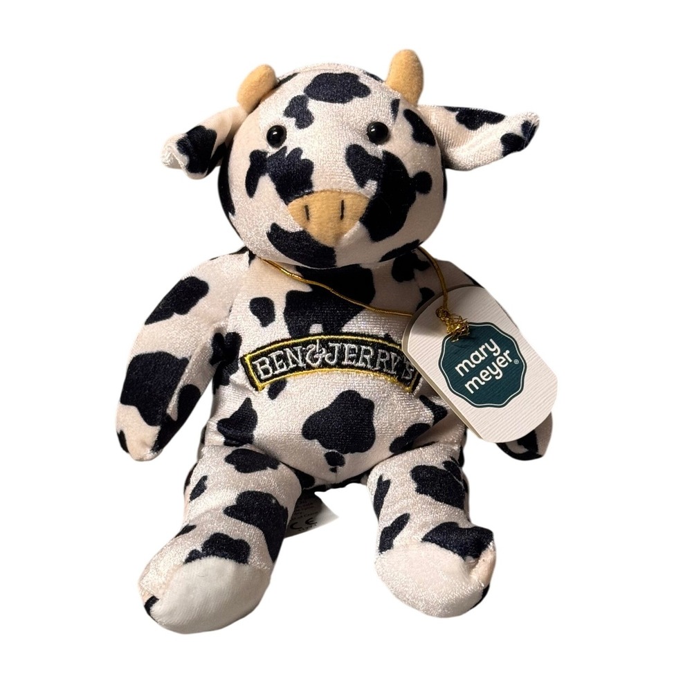 Ben & Jerry's Ice‎ Cream Dairy Cow 8" Plush Black White Mary Meyer W/Tags
